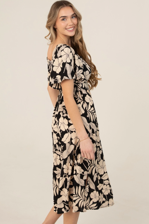 •UMERIA• floral twist front midi dress