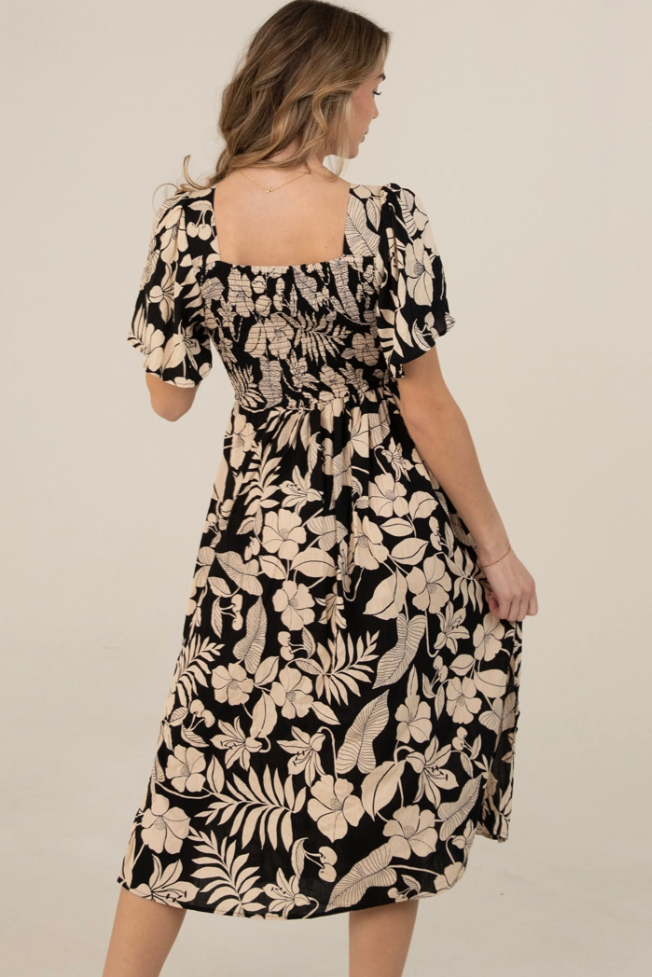 •UMERIA• floral twist front midi dress