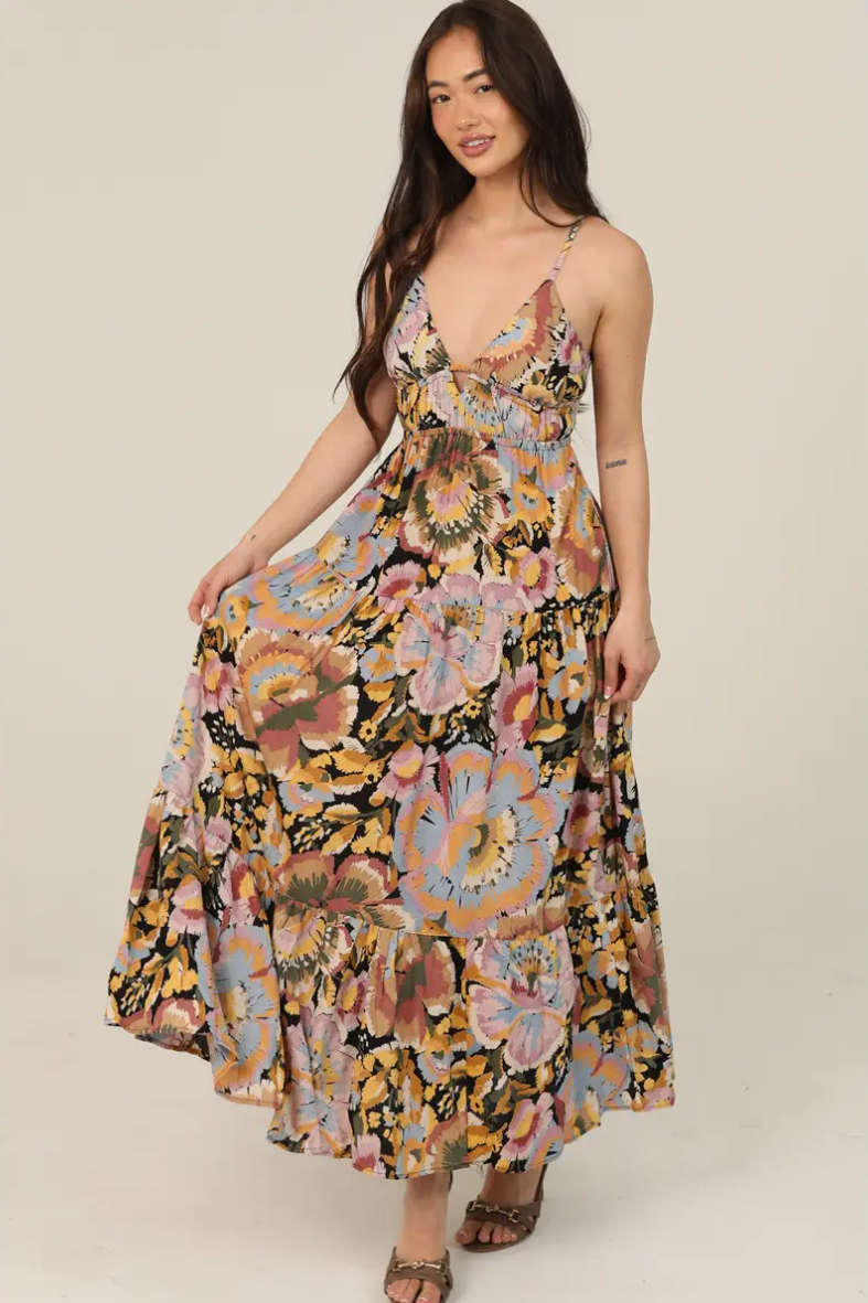 •COLADA• open tie back midaxi dress