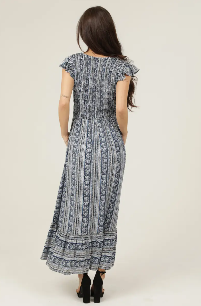 •MADISON• button front V-neck midaxi dress