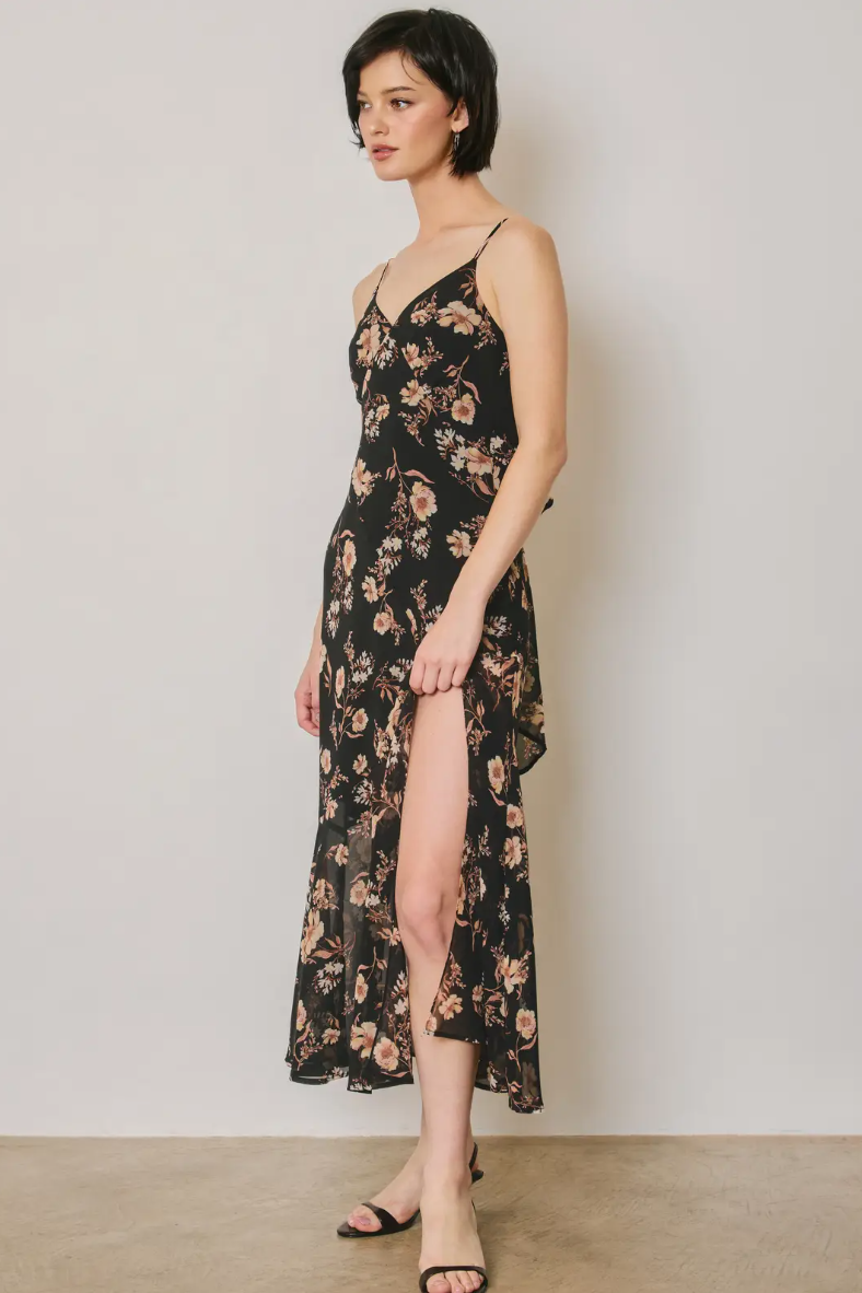 •TAWNY• semi-sheer asymmetric midaxi dress