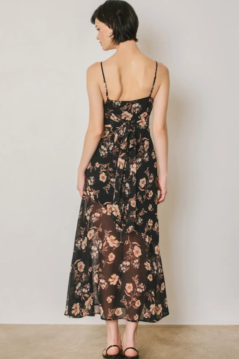 •TAWNY• semi-sheer asymmetric midaxi dress