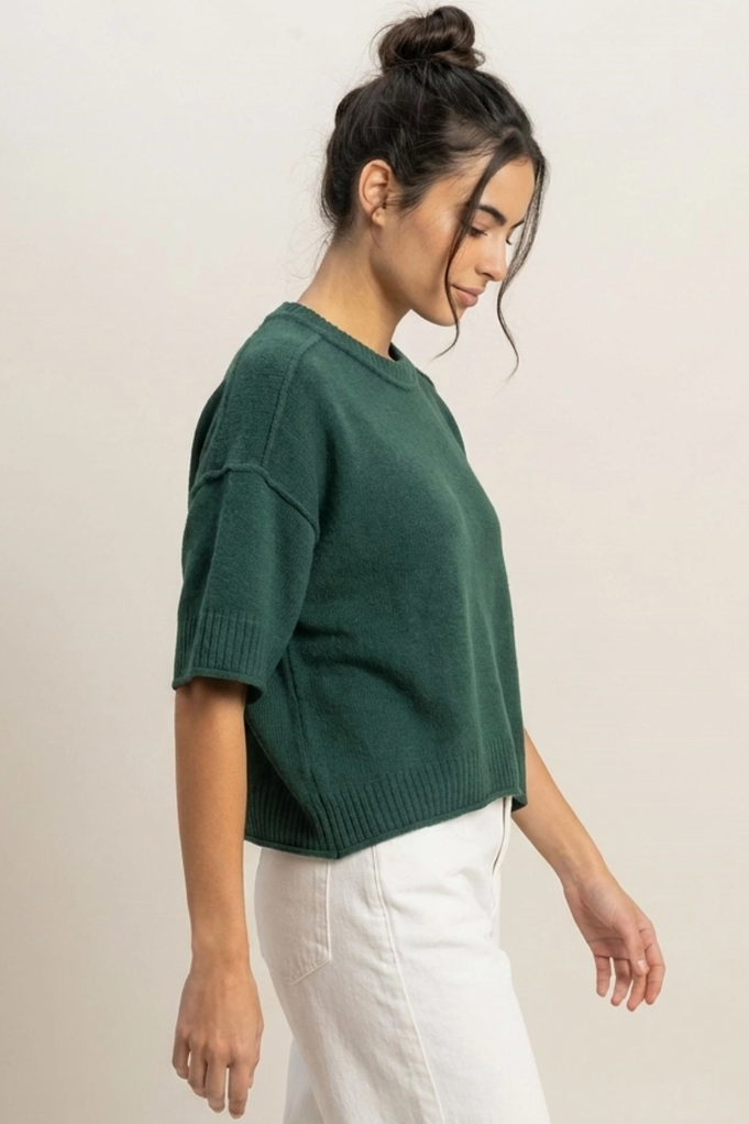 •COBY - FOREST GREEN• short sleeve knit top