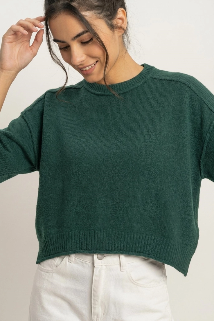 •COBY - FOREST GREEN• short sleeve knit top