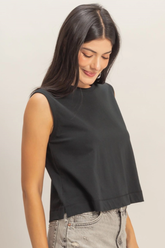 •AVI• cotton jersey pleat back muscle tee