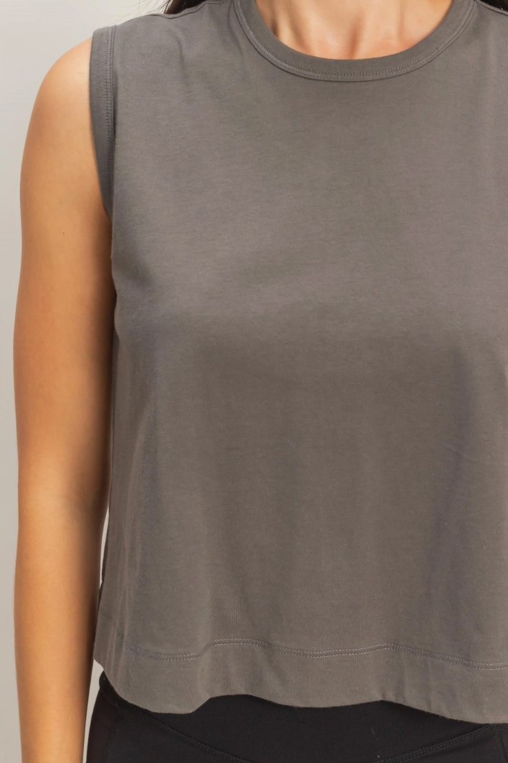 •AVI• cotton jersey pleat back muscle tee