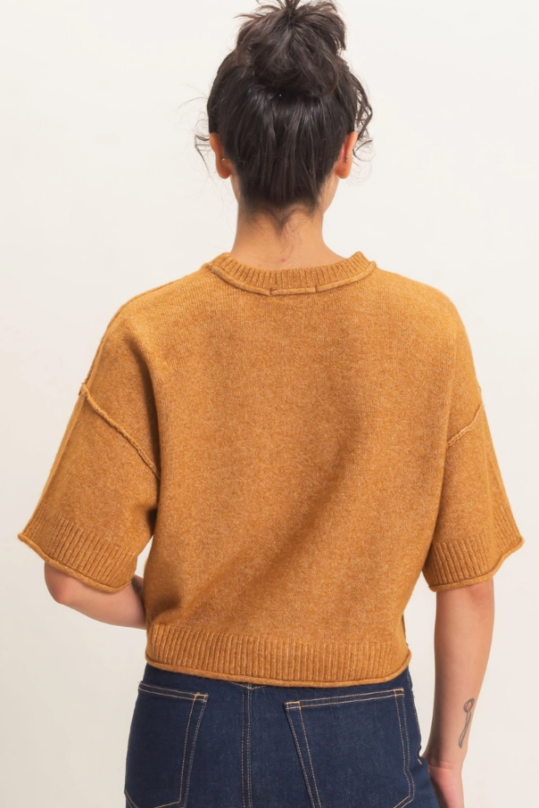 •COBY - CARAMEL• short sleeve knit top