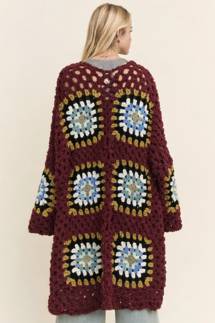 •MARTHA - SANGRIA• plush granny square cardigan