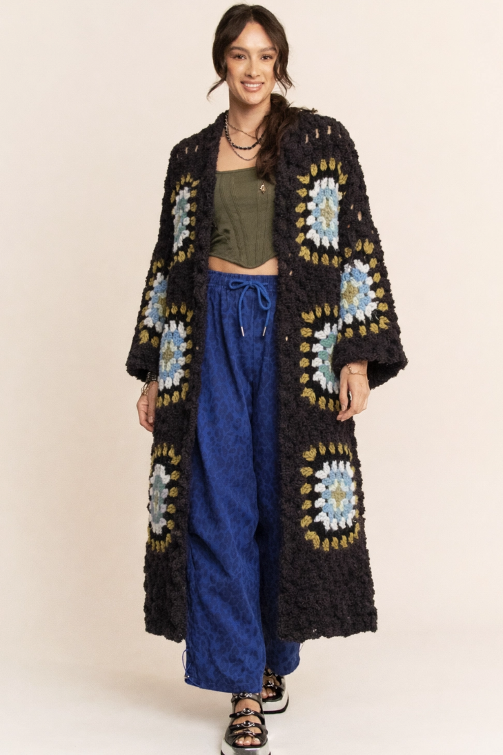 •MARTHA - BLACK• plush granny square cardigan