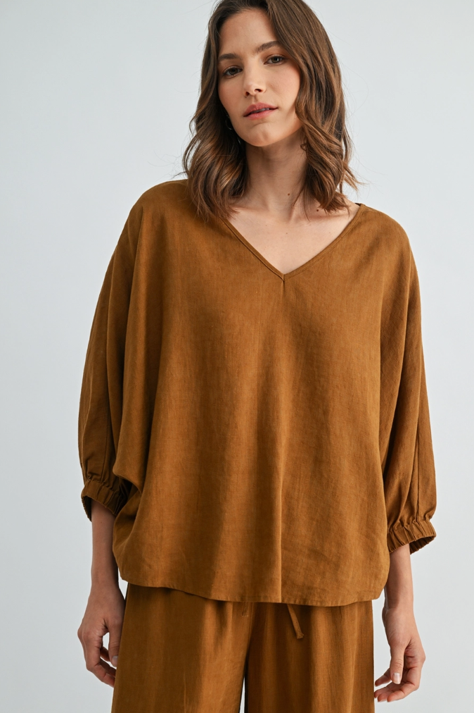•GINGER• linen blend top & pants separates