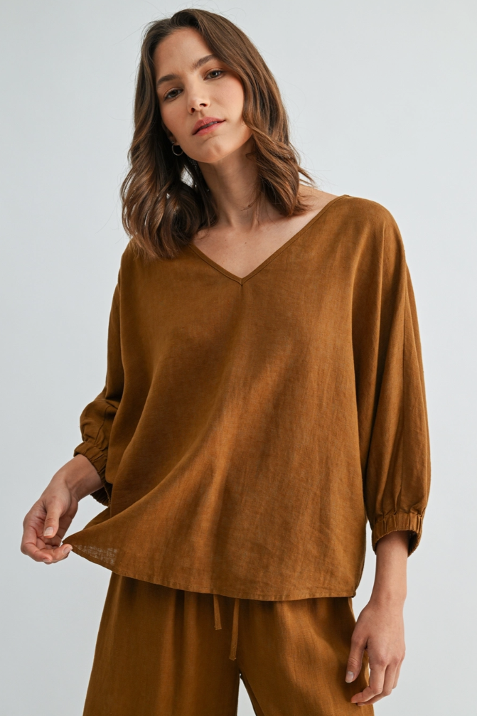 •GINGER• linen blend top & pants separates