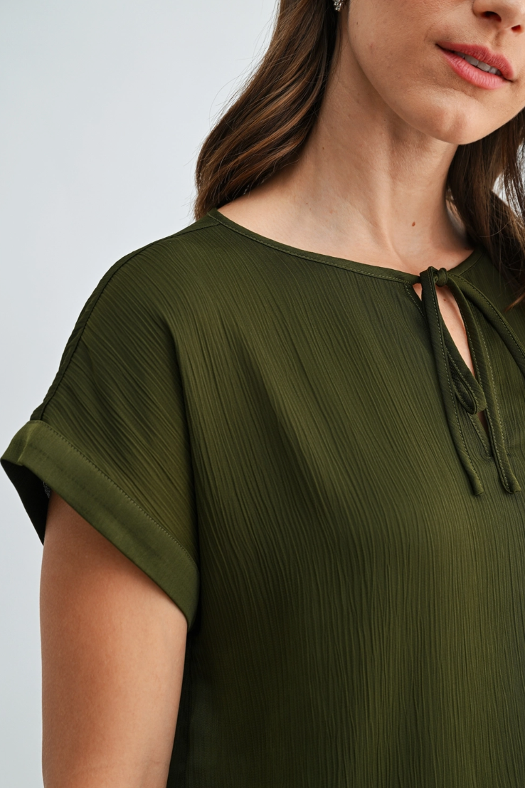 •LAUREN• satin split neck top