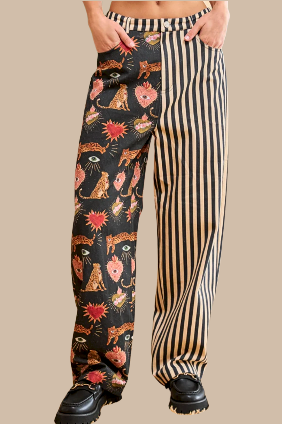 •DINAH• mixed print denim pants