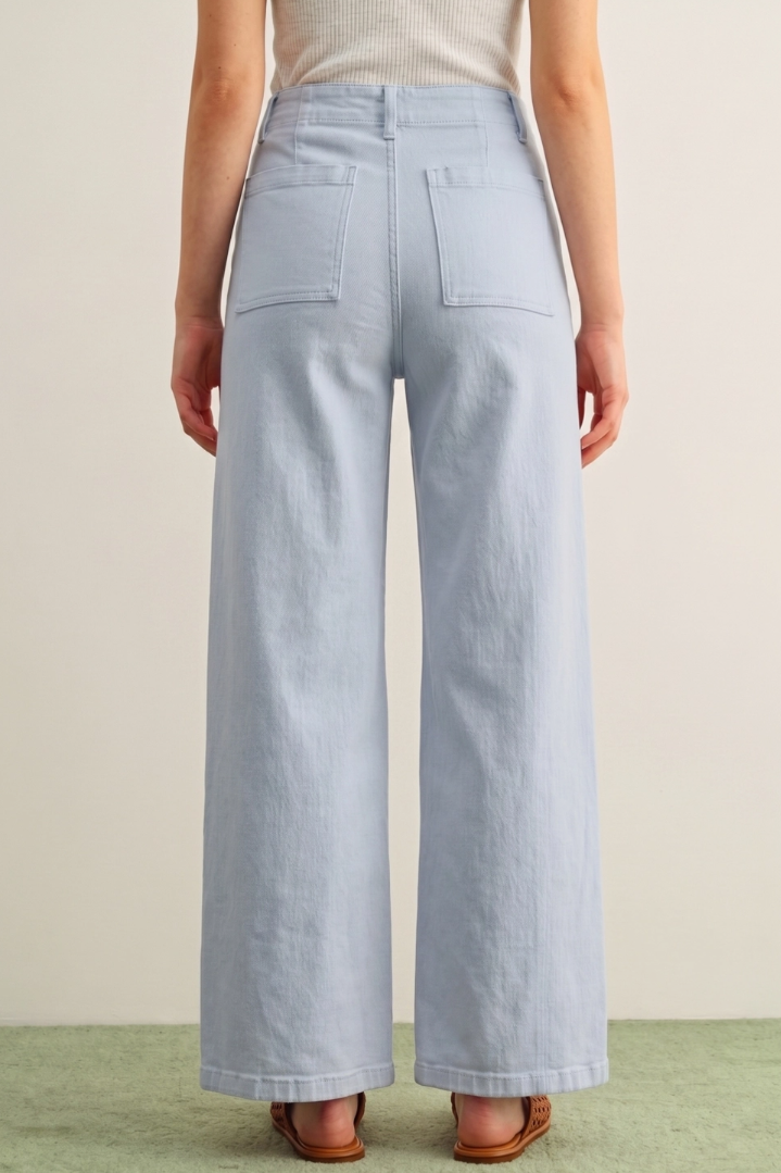 •ROBBIE - BREEZY BLUE• front seam cotton blend denim pants