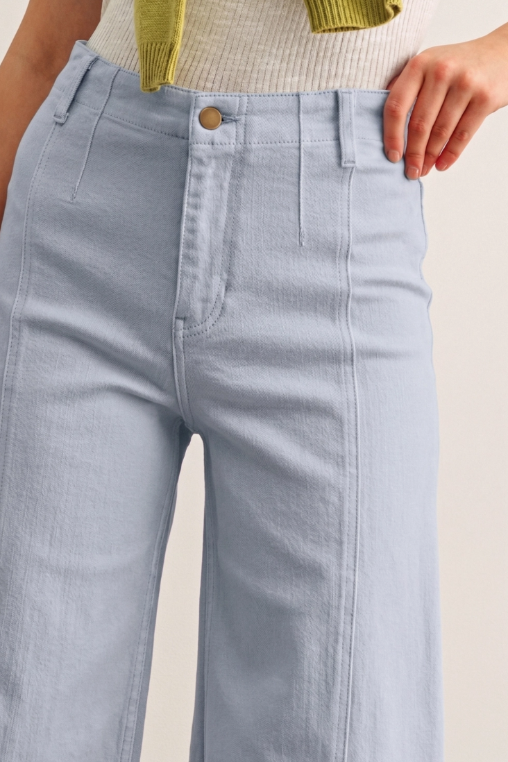 •ROBBIE - BREEZY BLUE• front seam cotton blend denim pants