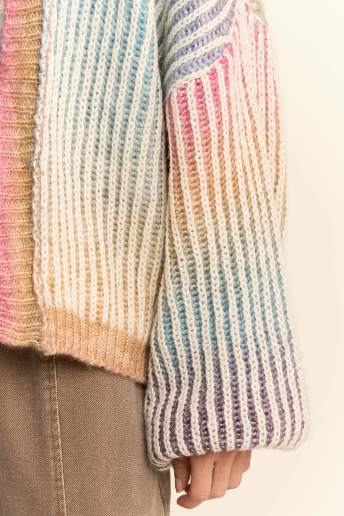 •AURORA• rainbow stripe ribbed knit cardigan