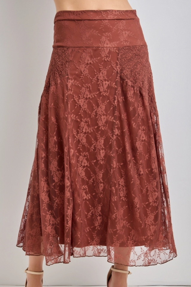 •ELAINE• high waisted lace midi skirt