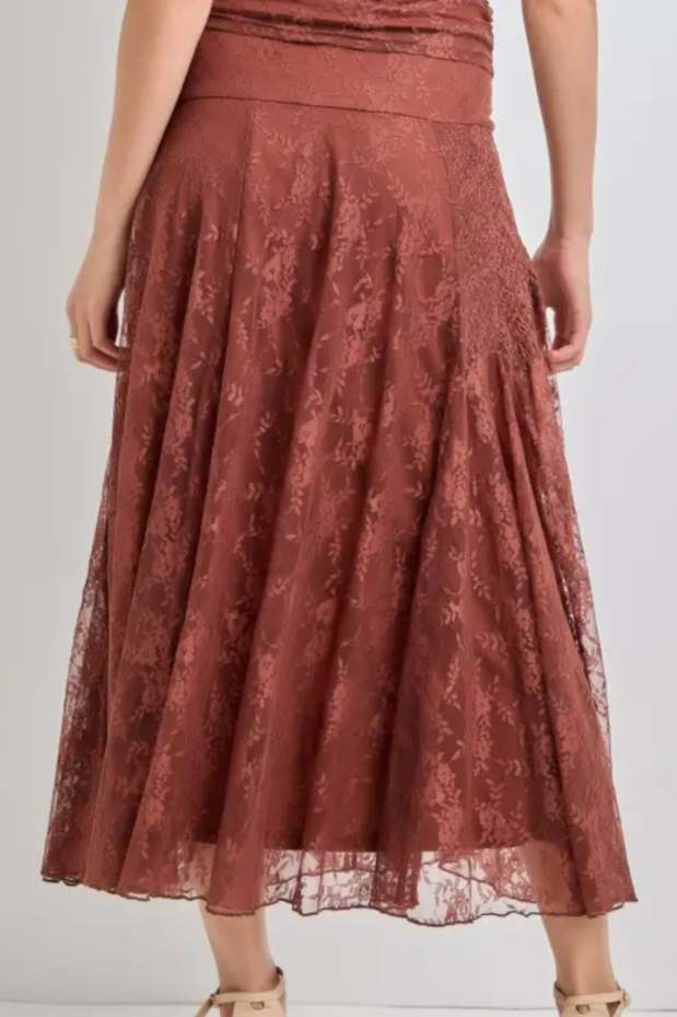 •ELAINE• high waisted lace midi skirt