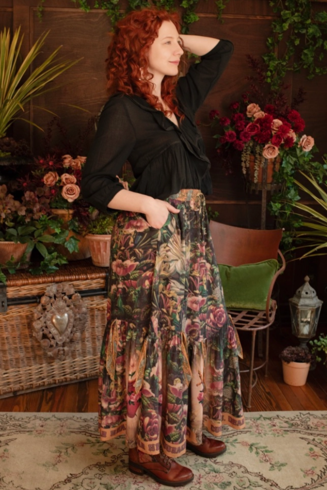 •COURAGE, DEAR HEART• elastic drawstring bamboo maxi skirt