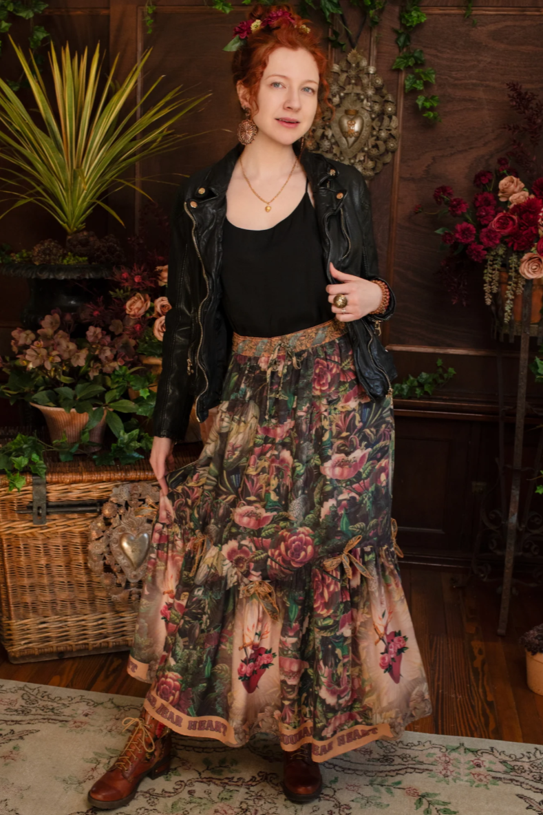 •COURAGE, DEAR HEART• elastic drawstring bamboo maxi skirt