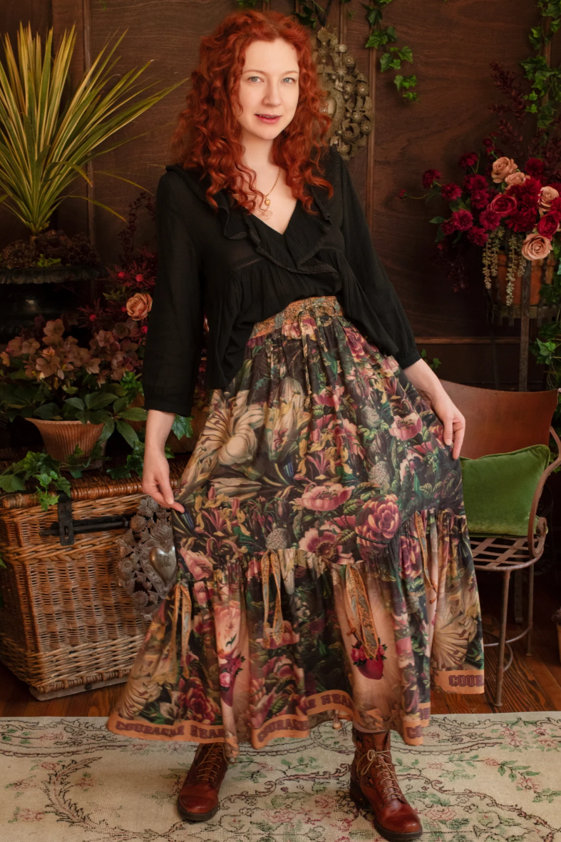 •COURAGE, DEAR HEART• elastic drawstring bamboo maxi skirt