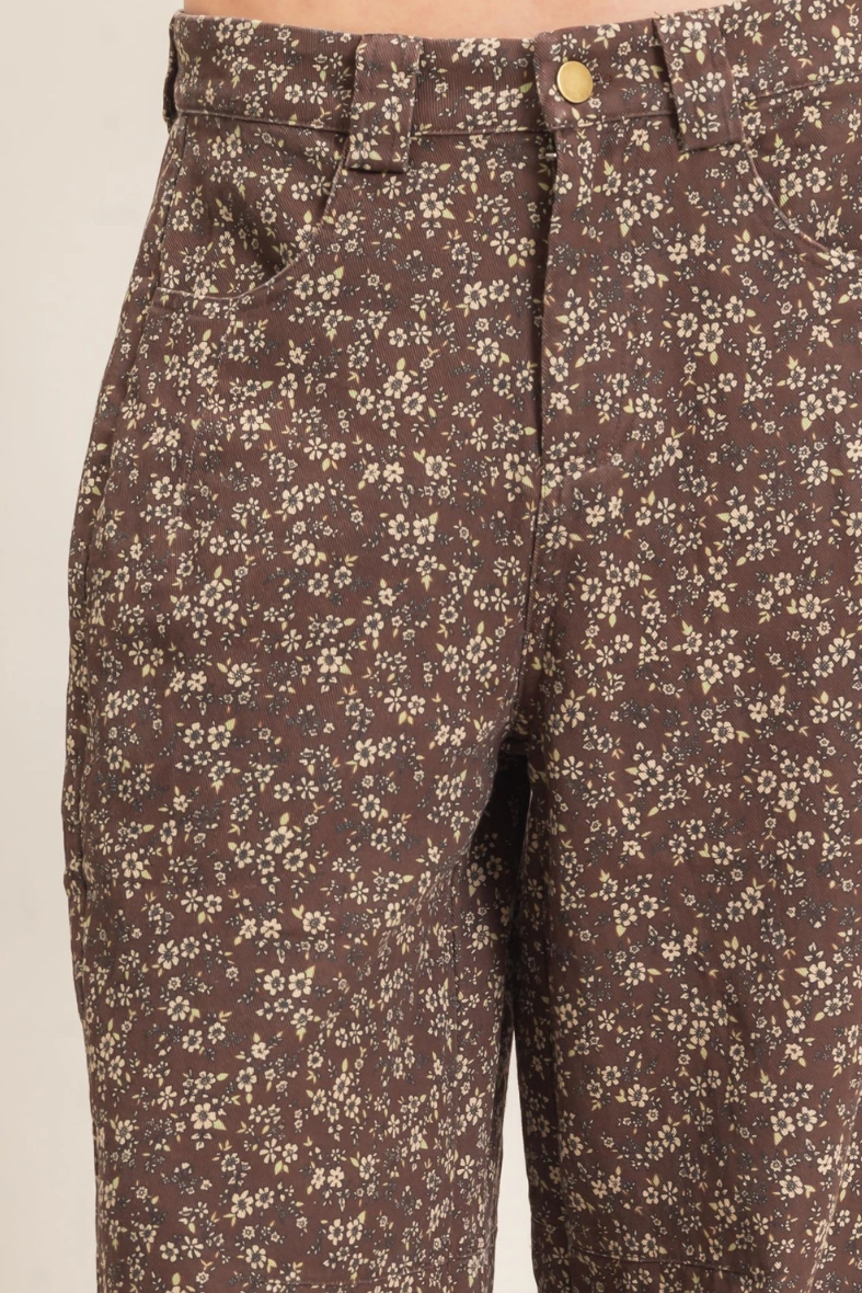 •GRETA• barrel leg ditsy floral denim pants