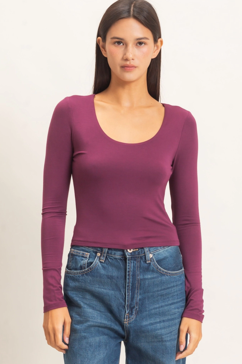 •JESSE• scoop neck long sleeve top