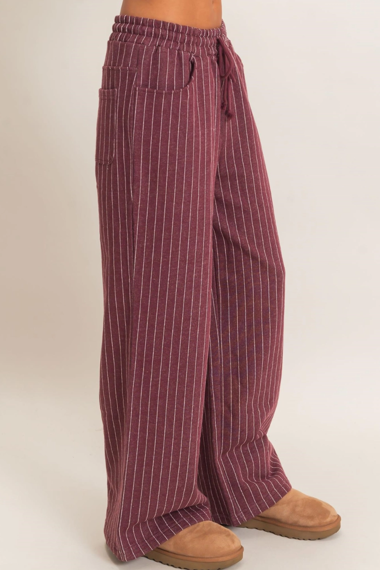•OAKLEE - PLUM• cotton blend pinstripe pants