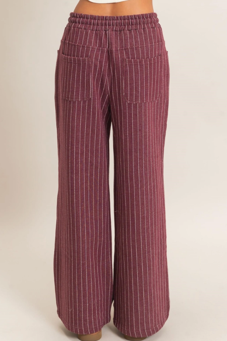•OAKLEE - PLUM• cotton blend pinstripe pants