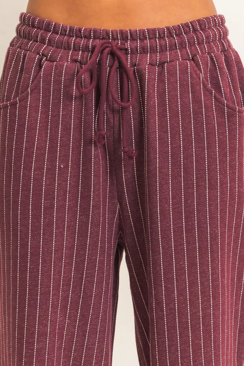 •OAKLEE - PLUM• cotton blend pinstripe pants