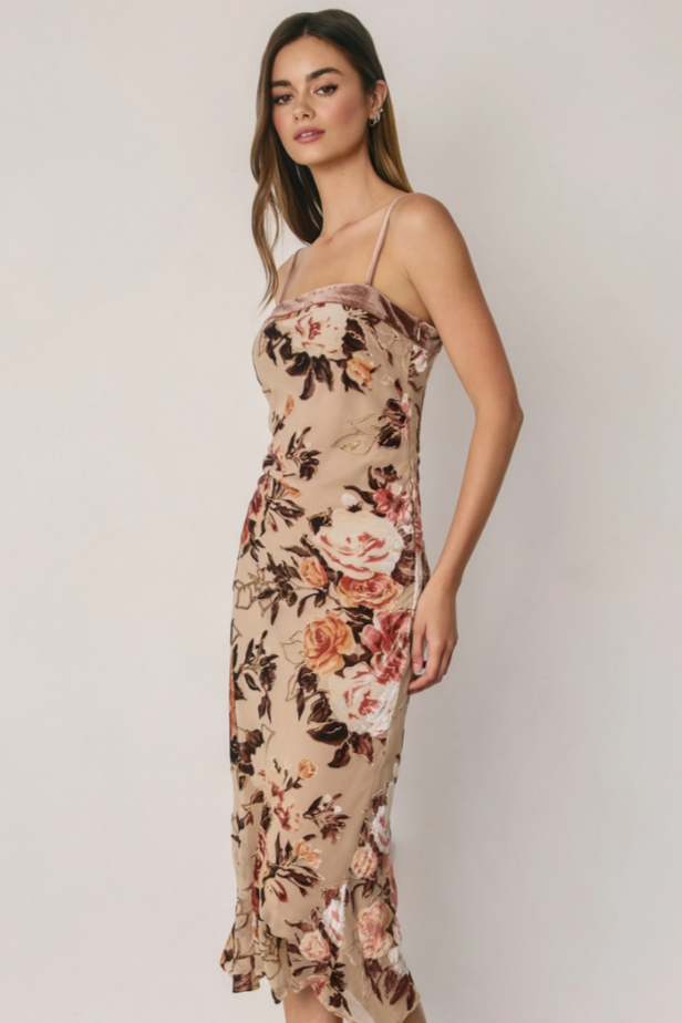 •AMELIA• velvet burnout midi dress