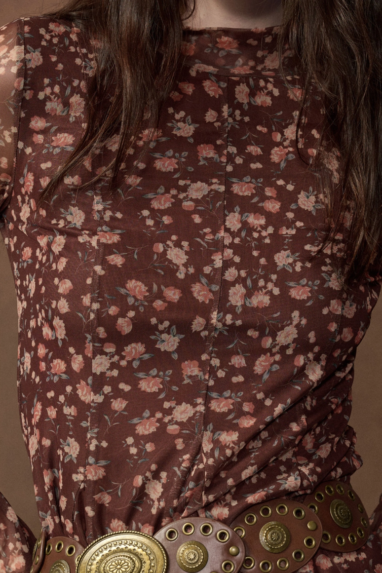 •CHARLOTTE• floral mesh fit & flare dress