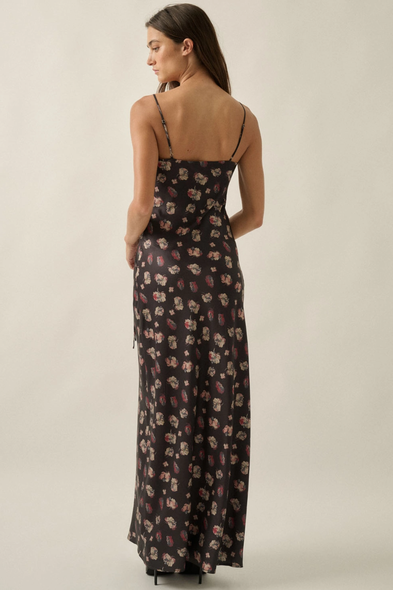 •SAKURA• satin cutout tie-front maxi dress