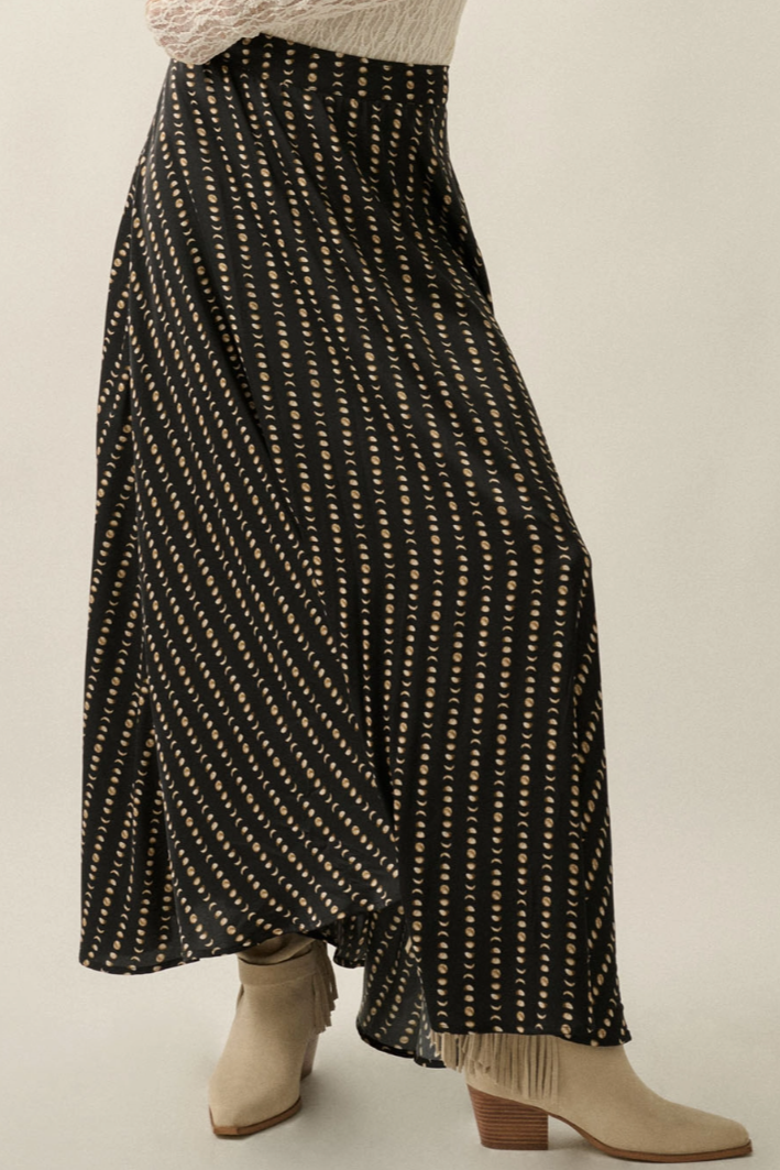•LUNA - DARK• celestial satin maxi skirt