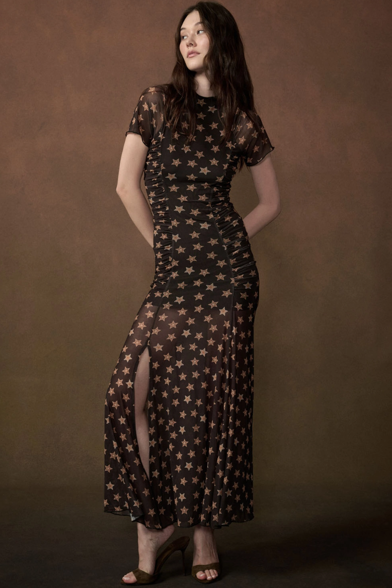 •CELESTE• mesh high neck maxi dress