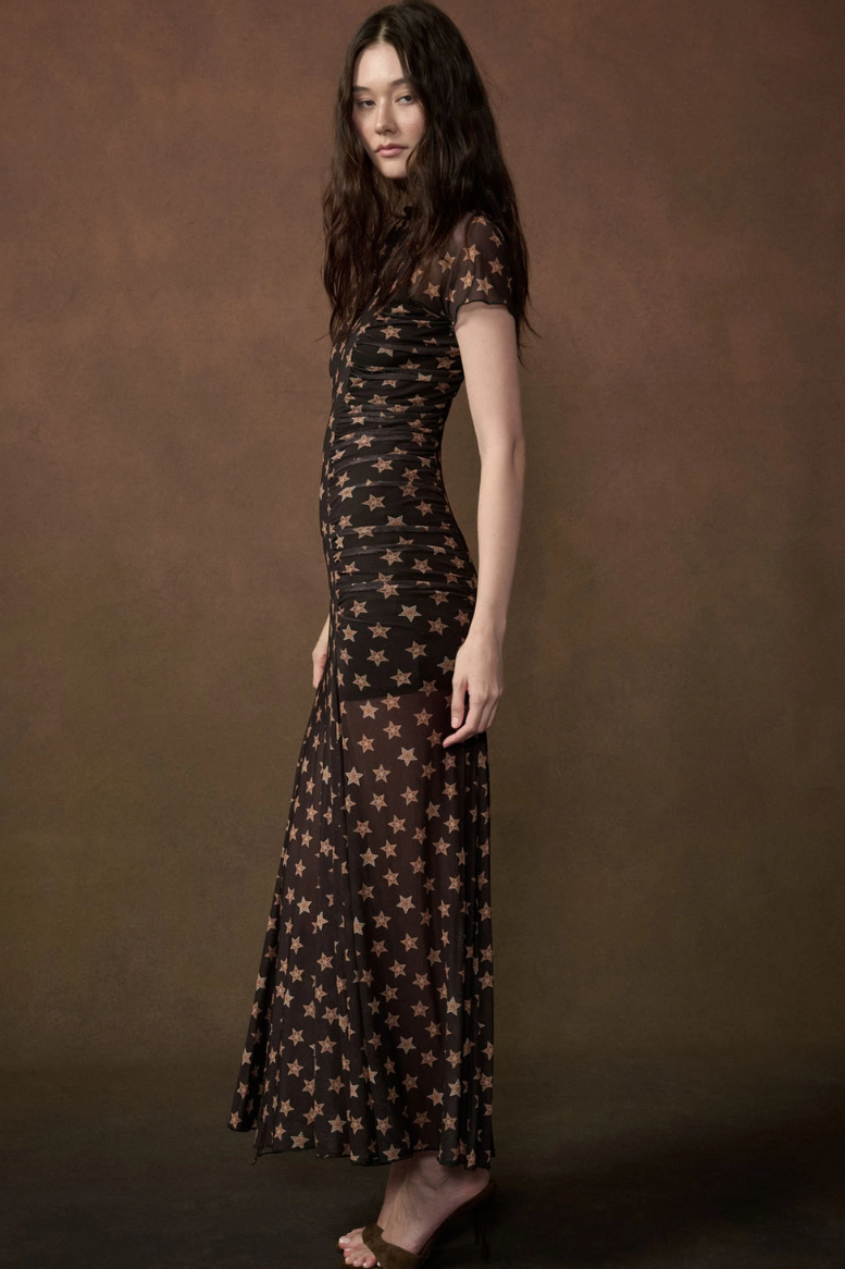 •CELESTE• mesh high neck maxi dress