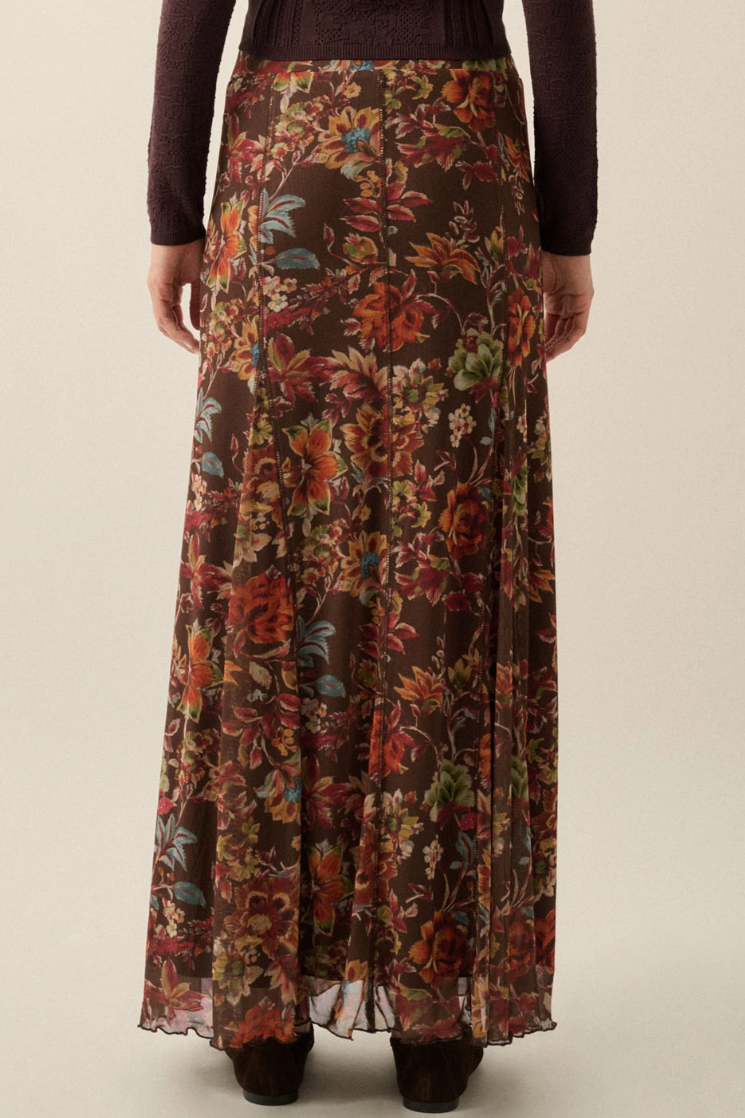 •SIENNA• floral mesh maxi skirt