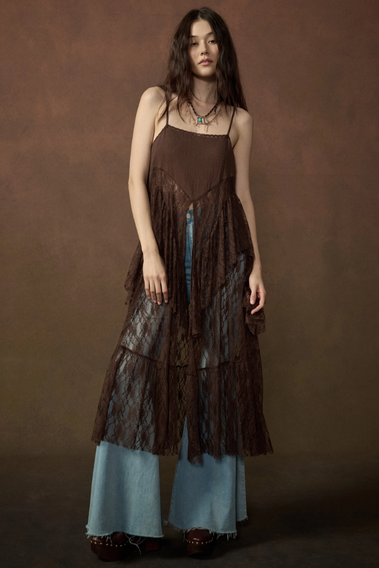 •WREN• ruffle lace midaxi top