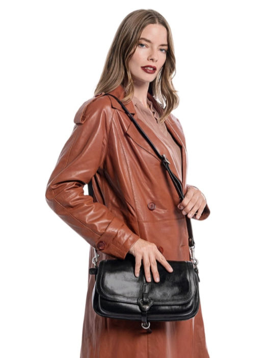 •MEMPHIS• black leather crossbody bag