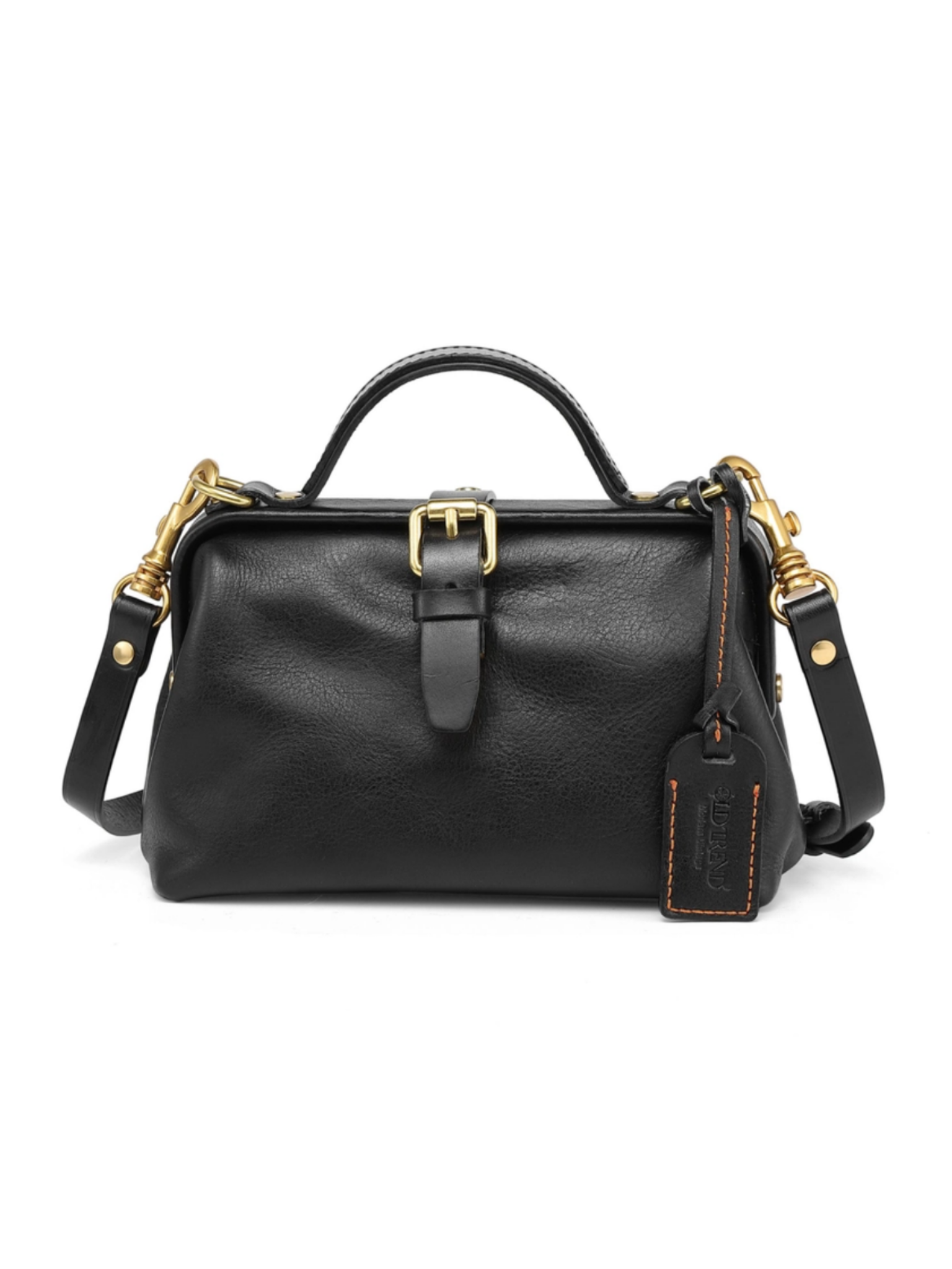 •BERKELEY• black leather mini doctor satchel/crossbody