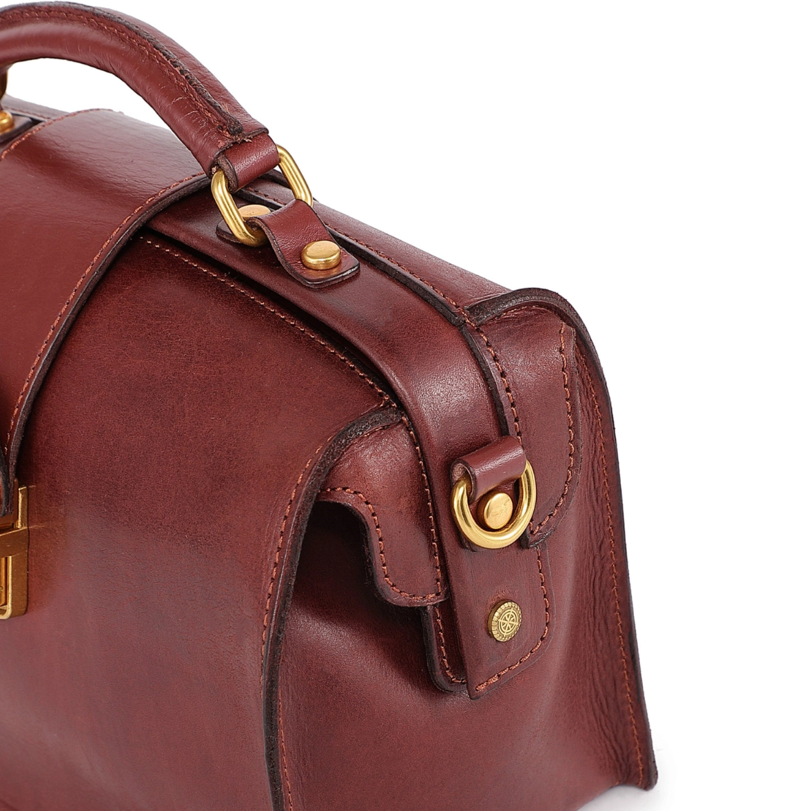 •BURLINGTON• mahogany leather doctor satchel/crossbody