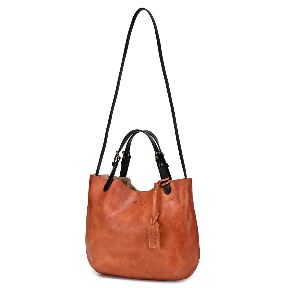 •CHARLESTON• caramel leather crossbody/tote bag