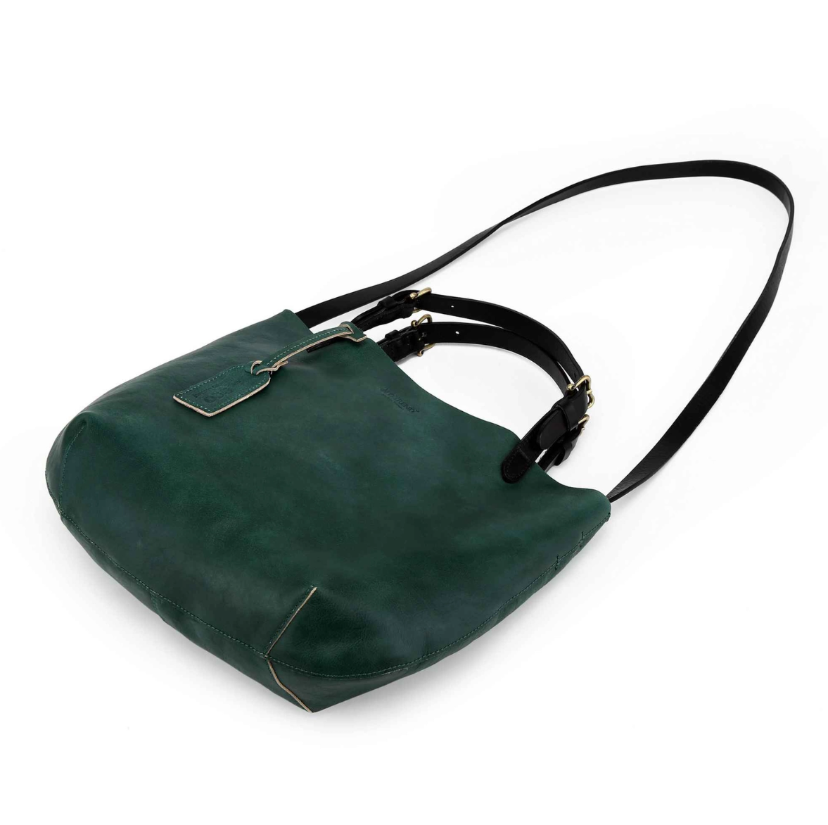 •CHARLESTON• hunter green leather crossbody/tote bag