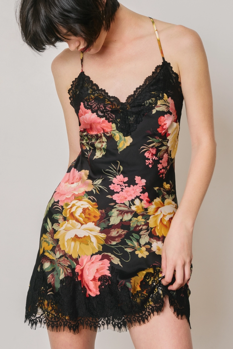 •COLLETTE• satin lace mini slip dress