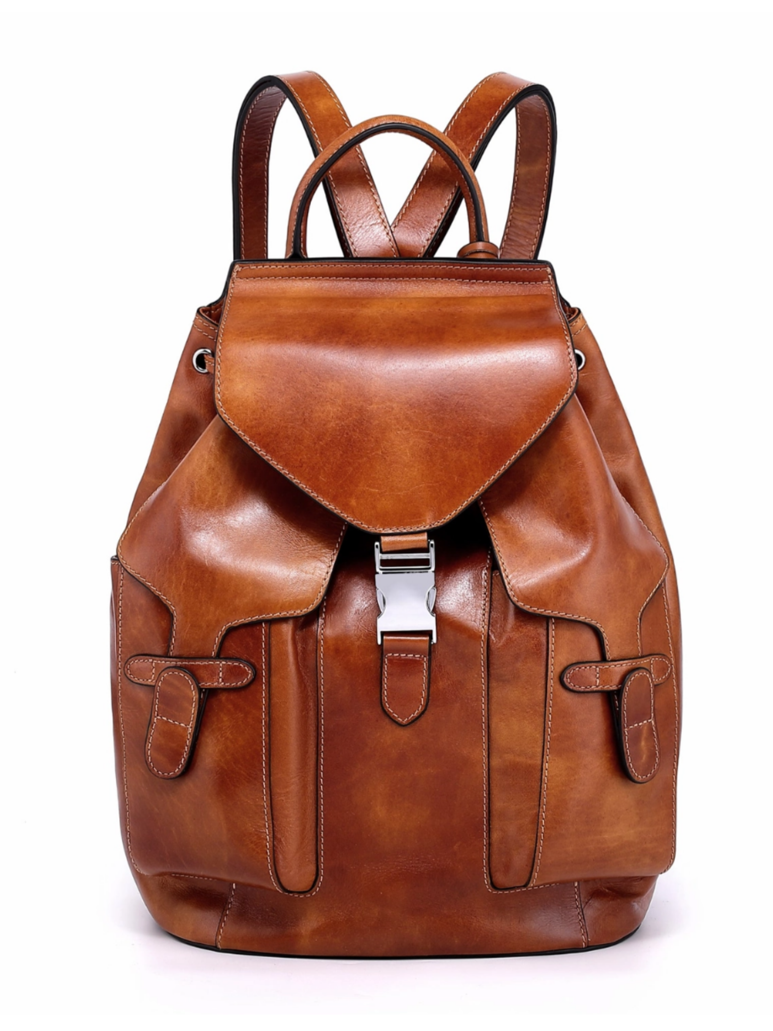 •CLEMSON• saddle brown leather backpack