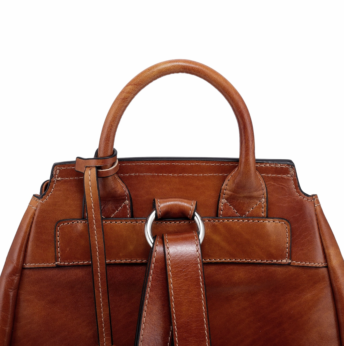 •CLEMSON• saddle brown leather backpack
