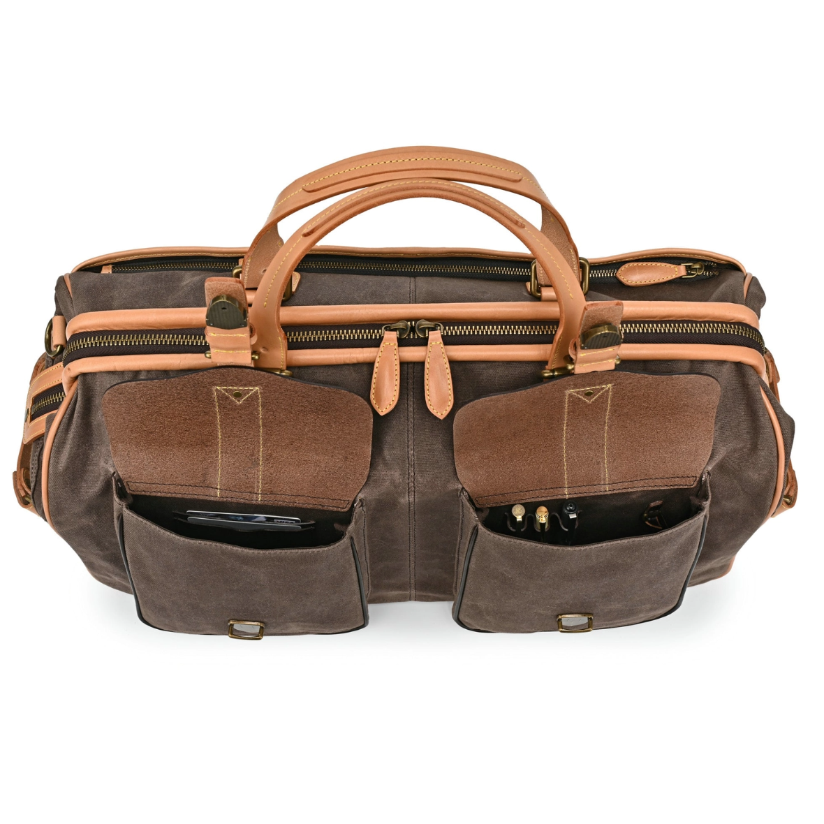•MANCHESTER• tobacco brown canvas/leather weekender