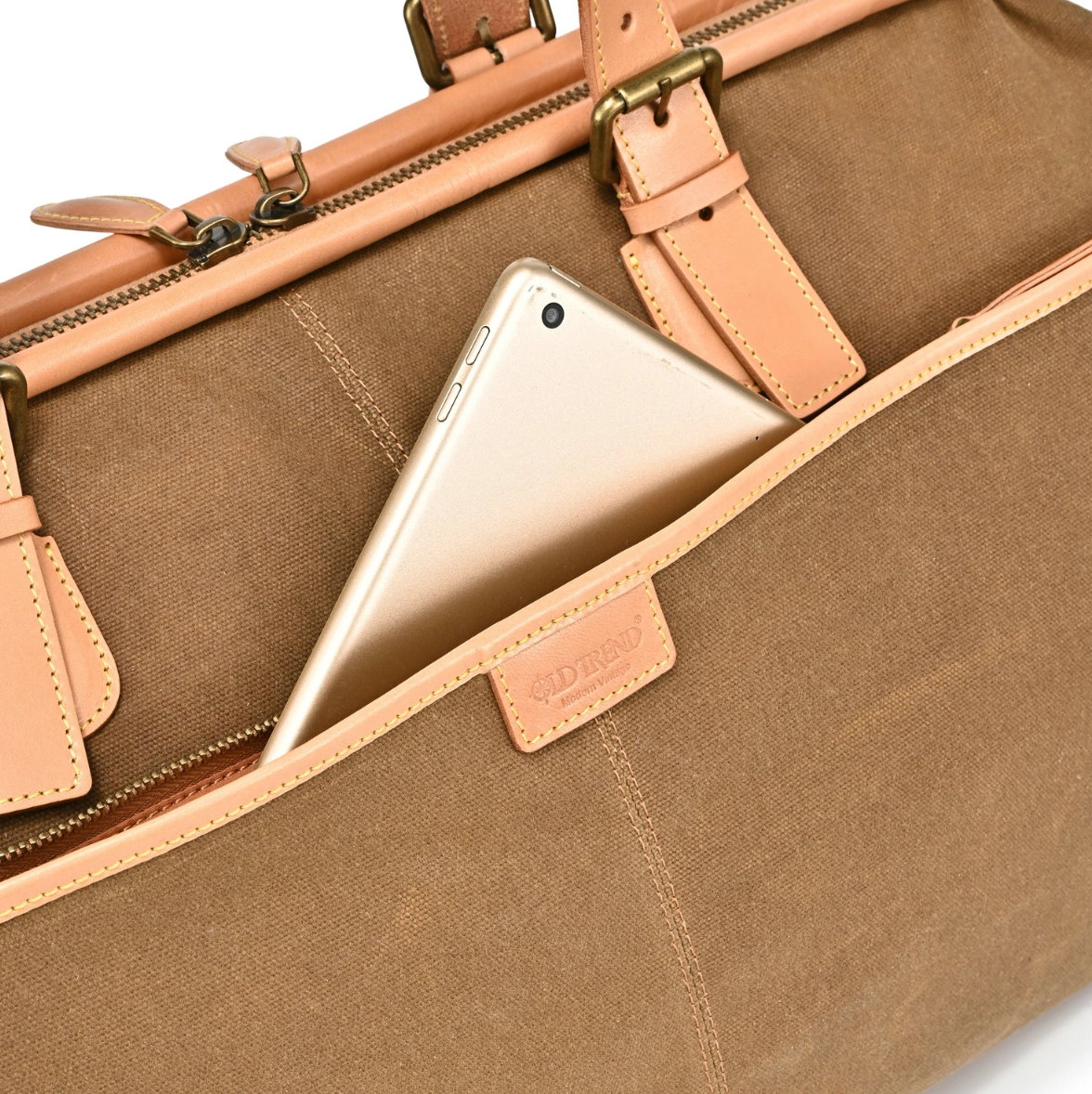 •MANCHESTER• camel brown canvas/leather weekender