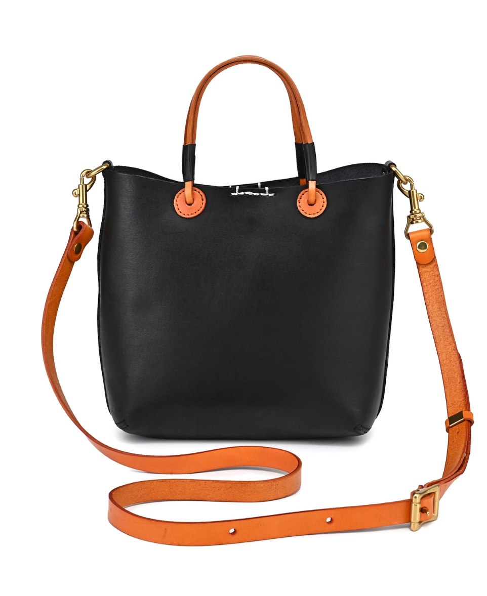 •CHARLOTTE• black mini leather crossbody/tote bag