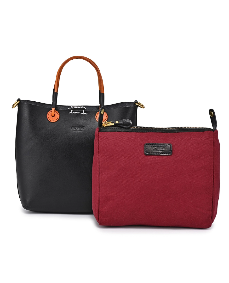 •CHARLOTTE• black mini leather crossbody/tote bag